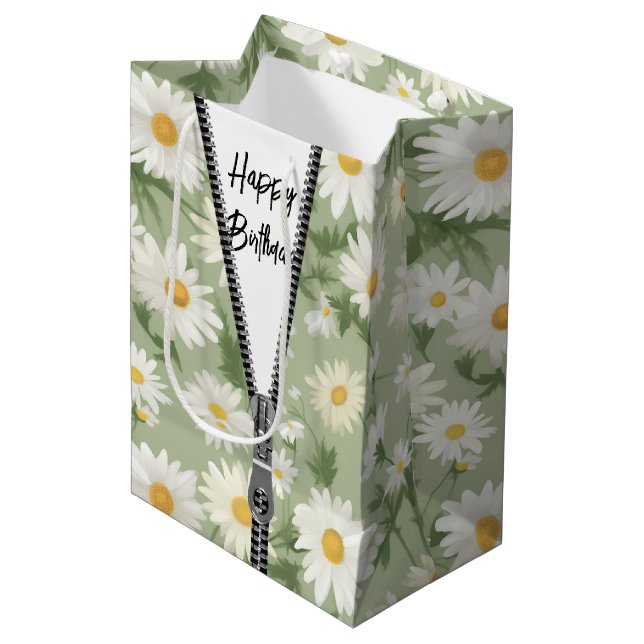 Sac Cadeau Moyen Bonne fête d'anniversaire avec Zipper (Devant Angle)