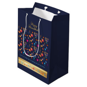 Sac Cadeau Moyen Bonne fête Hanoukka belle décoration