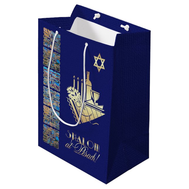 Sac Cadeau Moyen Bonne Pâque. Icône de table Seder (Devant Angle)