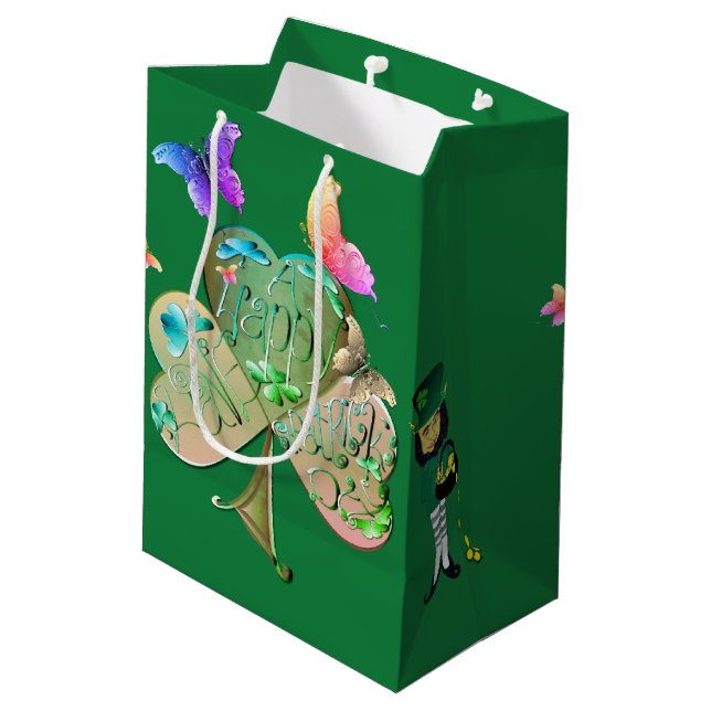 Sac Cadeau Moyen "Bonne Saint Patrick" Leprechaun Mediu (Dos Angle)