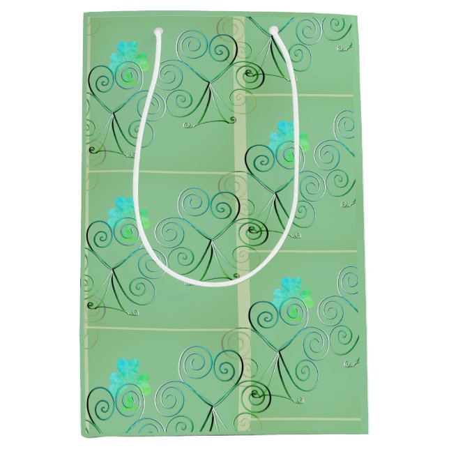 Sac Cadeau Moyen Bonne St Patrick's Day Shamrock Misty Green (Devant)