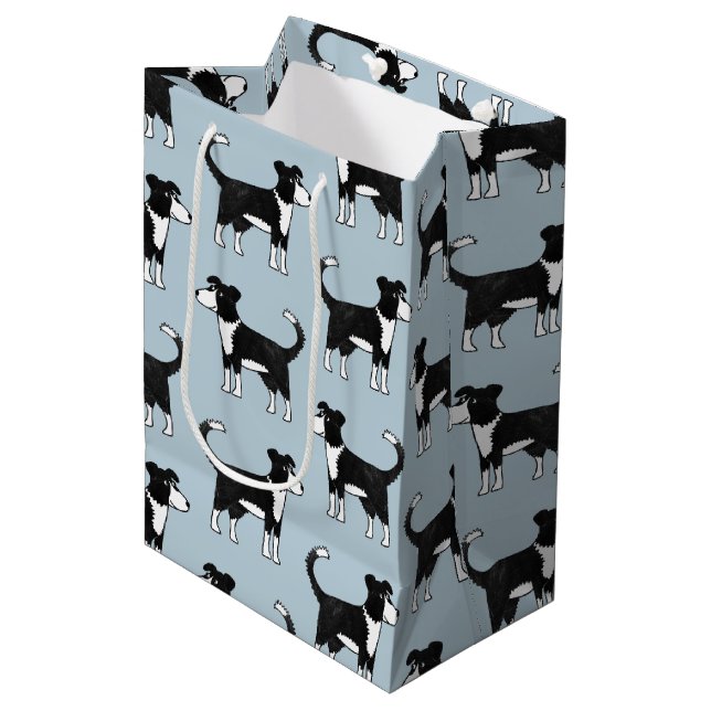 Sac Cadeau Moyen Bordure mignonne galloise Collie Cheep Chien Motif (Devant Angle)