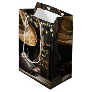 Sac Cadeau Moyen Botte de campagne, Casquette et grange Mariage de 