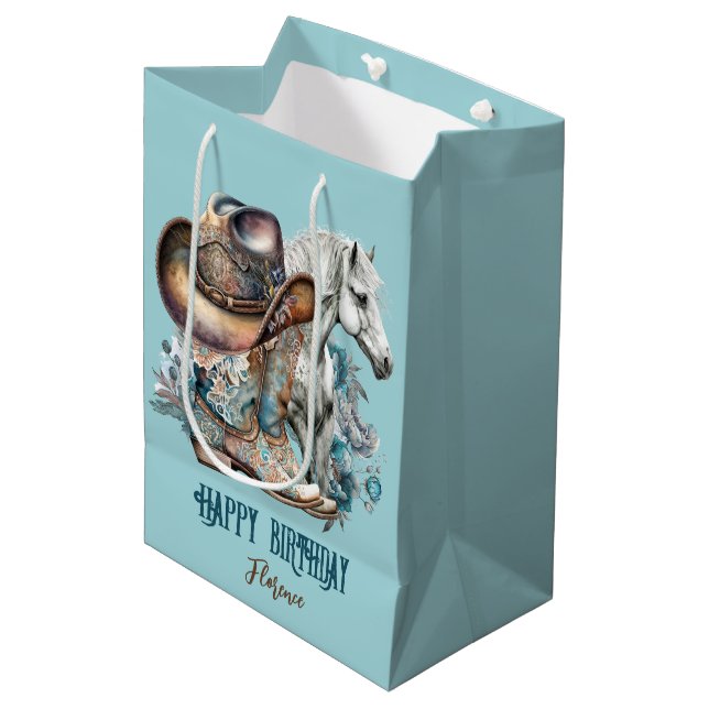 Sac Cadeau Moyen Botte de cheval Cowgirl bottes de cowboy casquette (Devant Angle)