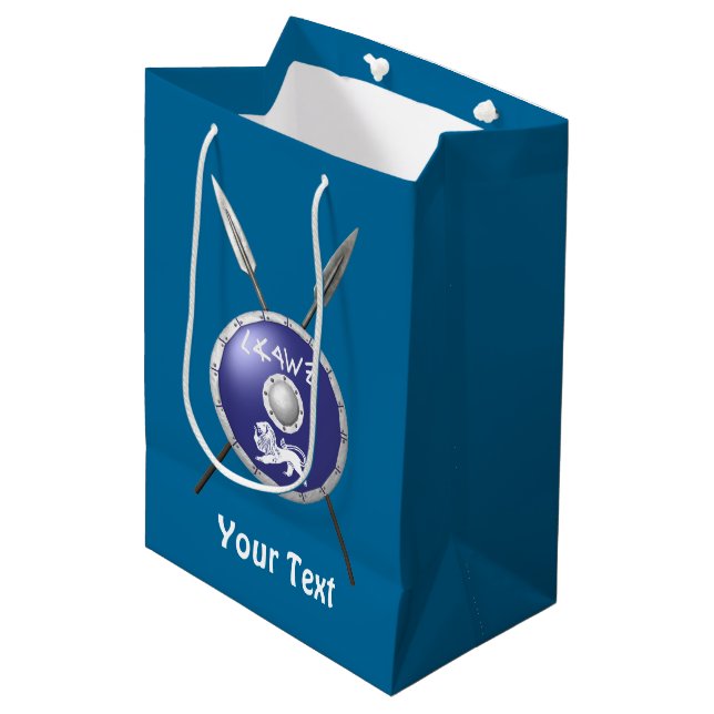 Sac Cadeau Moyen Bouclier Maccabee Et Paroles (Devant Angle)