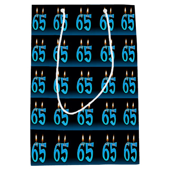 Sac Cadeau Moyen bougies eyeball pour 65e anniversaire (Devant)