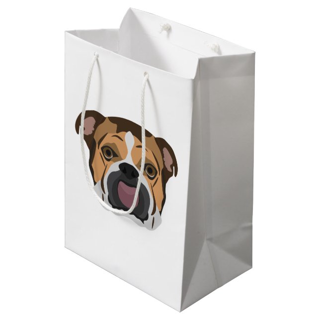 Sac Cadeau Moyen Bouledogue de l'anglais d'illustration (Devant Angle)