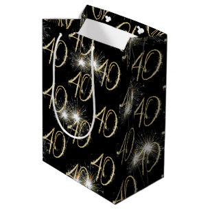 Sac Cadeau Moyen Boules d'or pour 40e anniversaire