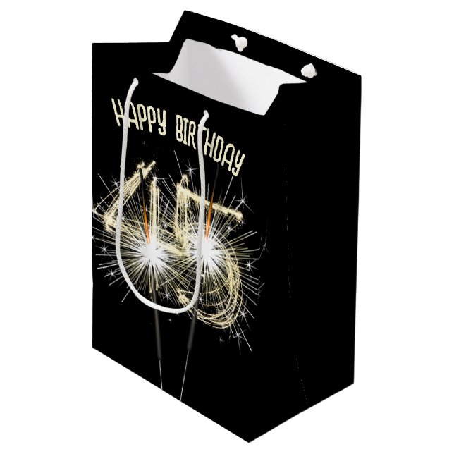 Sac Cadeau Moyen Boules d'or pour 45e anniversaire (Devant Angle)