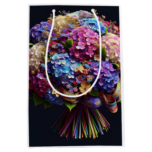 Sac Cadeau Moyen Bouquet d'Hydrangea, par Natasha Us (Devant)