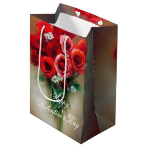 Sac Cadeau Moyen Bouquet doux de la Saint-Valentin rose