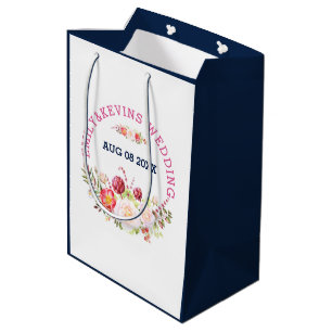 Sac Cadeau Moyen Bouquet et texte de fleurs de mariage colorées