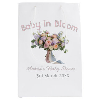 Sac Cadeau Moyen bouquet floral baby in bloom shower bébé rétro ros