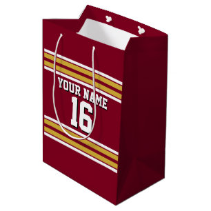 Sac Cadeau Moyen Bourgogne avec Gold White Stripes Team Jersey