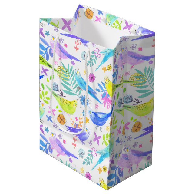 Sac Cadeau Moyen Bouteilles en Aquarelle Whimsical (Devant Angle)