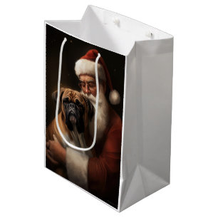 Sac Cadeau Moyen Boxer avec Noël Festif du Père Noël