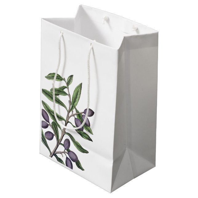 Sac Cadeau Moyen Branche de l'arbre d'olive | Vert pourpre (Dos Angle)
