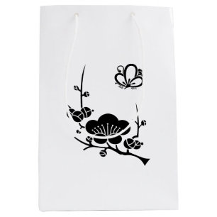 Sac Cadeau Moyen branche de prune & fleur de prune en forme de papi