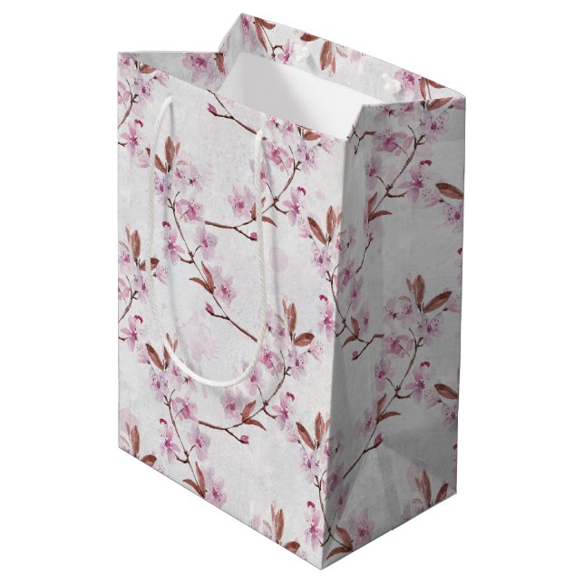 Sac Cadeau Moyen Branches de fleurs de cerisier de printemps (Dos Angle)