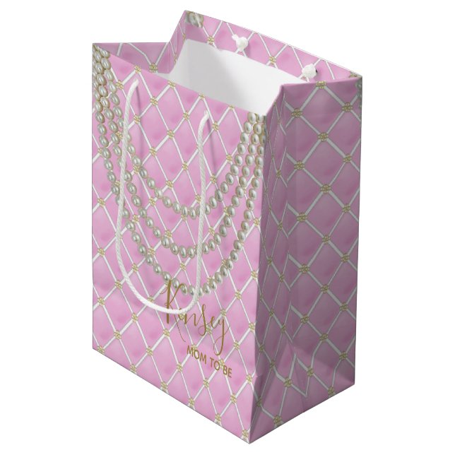 Sac Cadeau Moyen BRIDE Paris Pearls & Glam Pink ShowParty (Devant Angle)