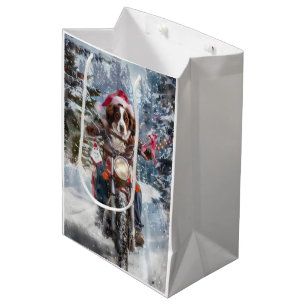 Sac Cadeau Moyen Brittany Spaniel Dog équitation moto Noël