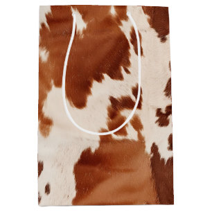 Sac Cadeau Moyen Brown Cream Cowhide Western