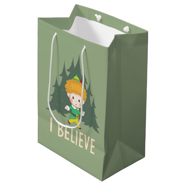 Sac Cadeau Moyen Buddy l'Elfe Je crois (Devant Angle)