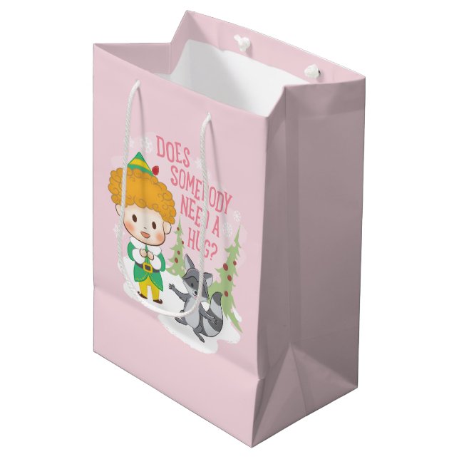 Sac Cadeau Moyen Buddy l'Elfe Quelqu'un a besoin d'un câlin ? (Devant Angle)