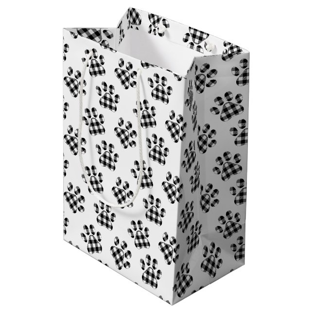 Sac Cadeau Moyen Buffalo A Mis Des Empreintes de pattes En Blanc (Dos Angle)