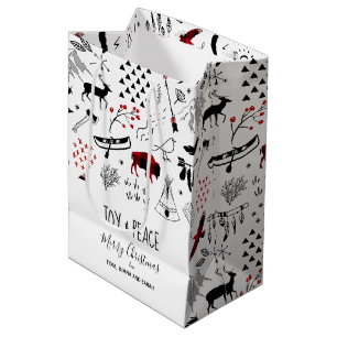 Sac Cadeau Moyen Buffalo Adventures Black & Red Plaid ID599