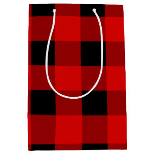 Sac Cadeau Moyen Buffalo rouge et noir Plaid en vichy