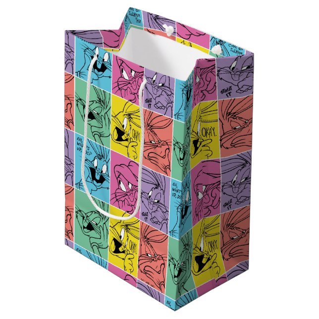 Sac Cadeau Moyen BUNNY™ - Expressions de blocs de couleur (Devant Angle)