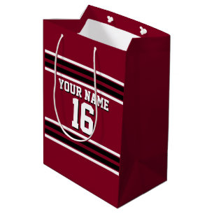 Sac Cadeau Moyen Burgundy Black Wht Team Jersey Numéro personnalisé