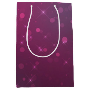 Sac Cadeau Moyen Burgundy Pink Bokeh Anniversaire