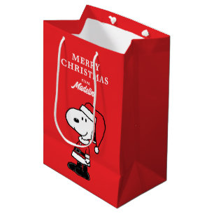 Sac Cadeau Moyen cacahuètes   Snoopy Santa Claus