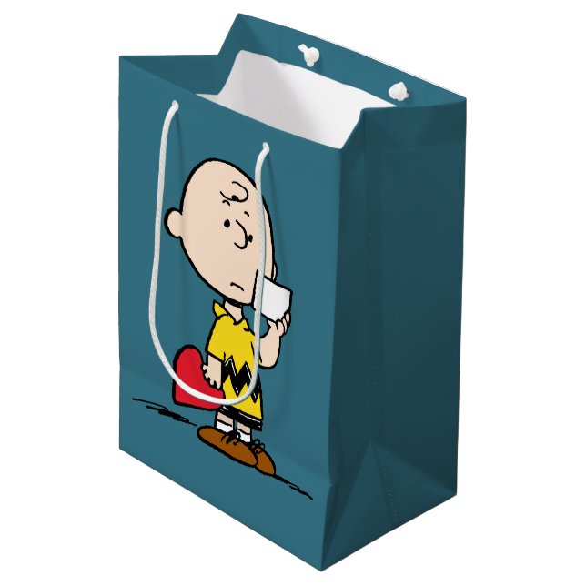 Sac Cadeau Moyen cacahuètes | Valentine's Day Charlie Brown Valenti (Devant Angle)