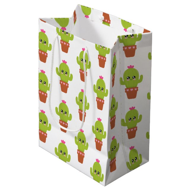 Sac Cadeau Moyen Cactus (Devant Angle)