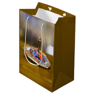 Sac Cadeau Moyen Cadeau de dreidel de Hanukkah SlipperyJoe à base o