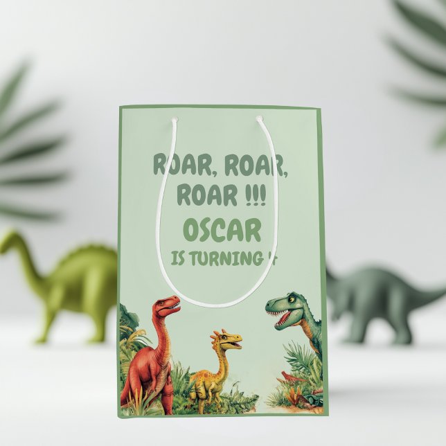 Sac Cadeau Moyen Cadeau de fête Dinosaur temps rugissant (Créateur téléchargé)