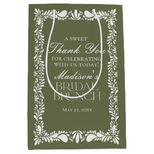 Sac Cadeau Moyen Cadeaux de brunch de mariage Green Talavera Tile F