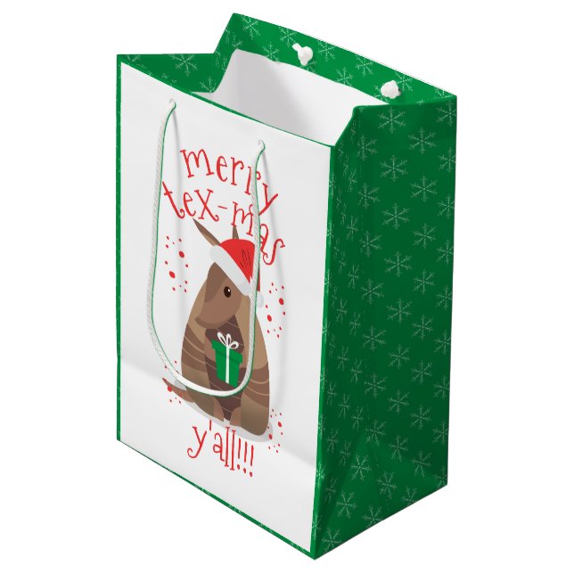 Sac Cadeau Moyen Cadeaux père Noël Armadillo Texas (Devant Angle)