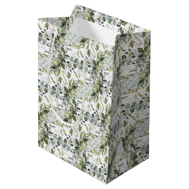 Sac Cadeau Moyen Cadre botanique moderne en feuille d'or (Devant Angle)