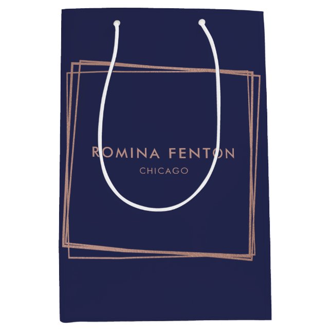 Sac Cadeau Moyen Cadres Abstraits Rose Gold Foil Moderne Profession (Devant)