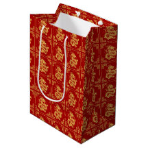 Cadres d'ornement grec Motif de dragon d'or rouge
