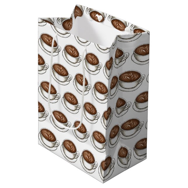 Sac Cadeau Moyen Café Latte Cappuccino Fête d'anniversaire Brunch (Devant Angle)