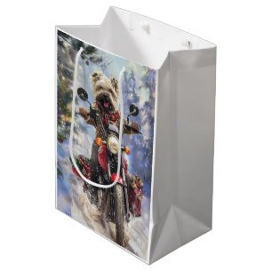 Sac Cadeau Moyen Cairn Terrier Chien équitation Moto Noël