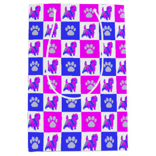 Sac Cadeau Moyen Cairn Terrier Chien & Paw Hot Pink & Blue