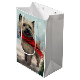 Sac Cadeau Moyen Cairn Terrier Dog dans Noël de neige