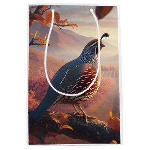 Sac Cadeau Moyen California Quail Bird Art Wildlife Nature