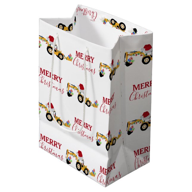 Sac Cadeau Moyen Camion de construction de la canot de Noël (Devant Angle)